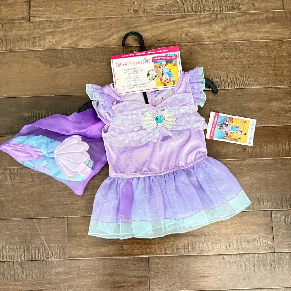 Kids Mermaid Costume Dress Adaptive Design Wheelchair Walker Purple 4T Girls
